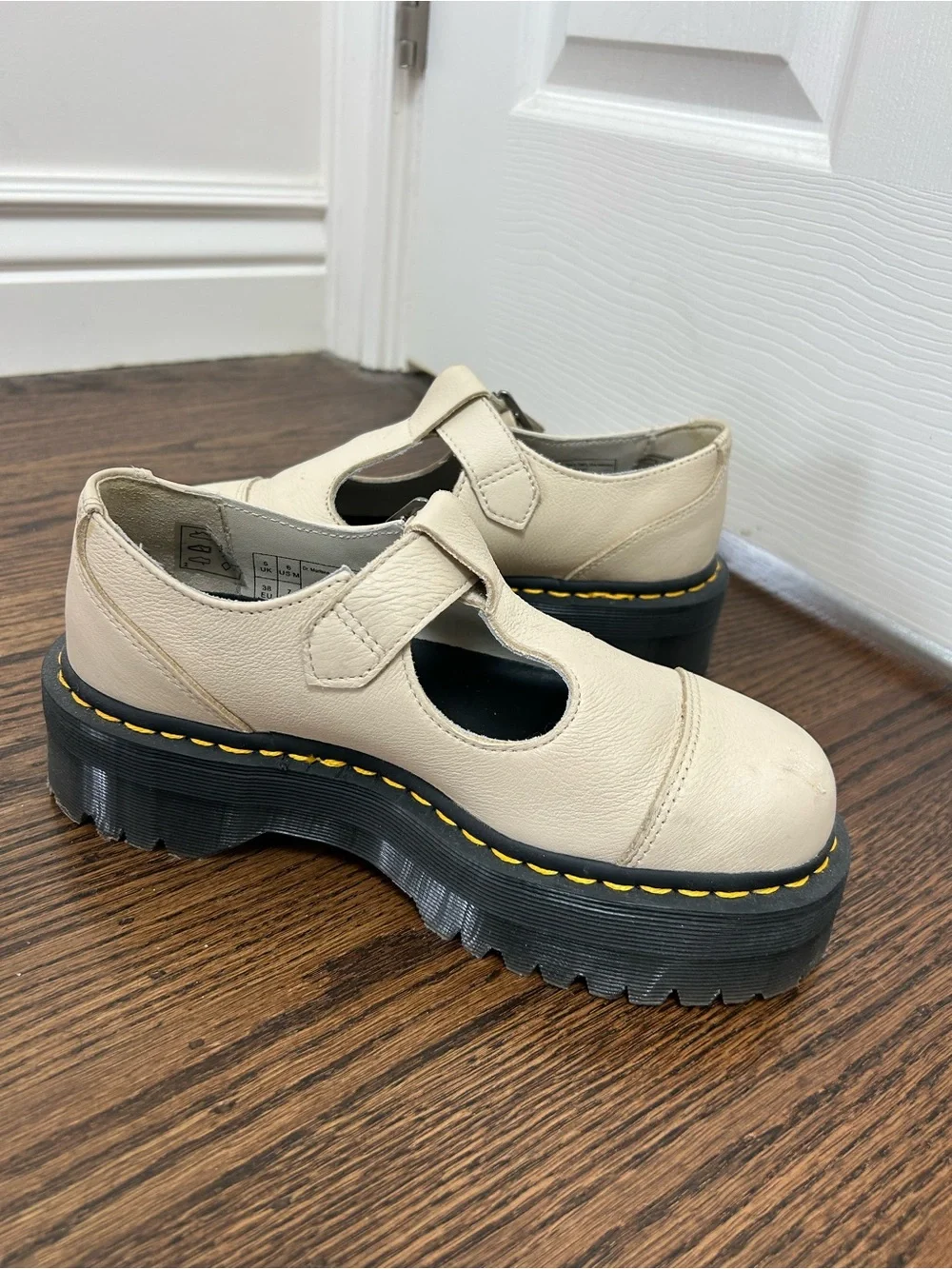 Dr. Martens Cream Platform Mary Jane Shoes with Buckle